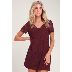 Lulus Dress Size Small Bancroft Burgundy Lace Mini Summer Date Party Graduation